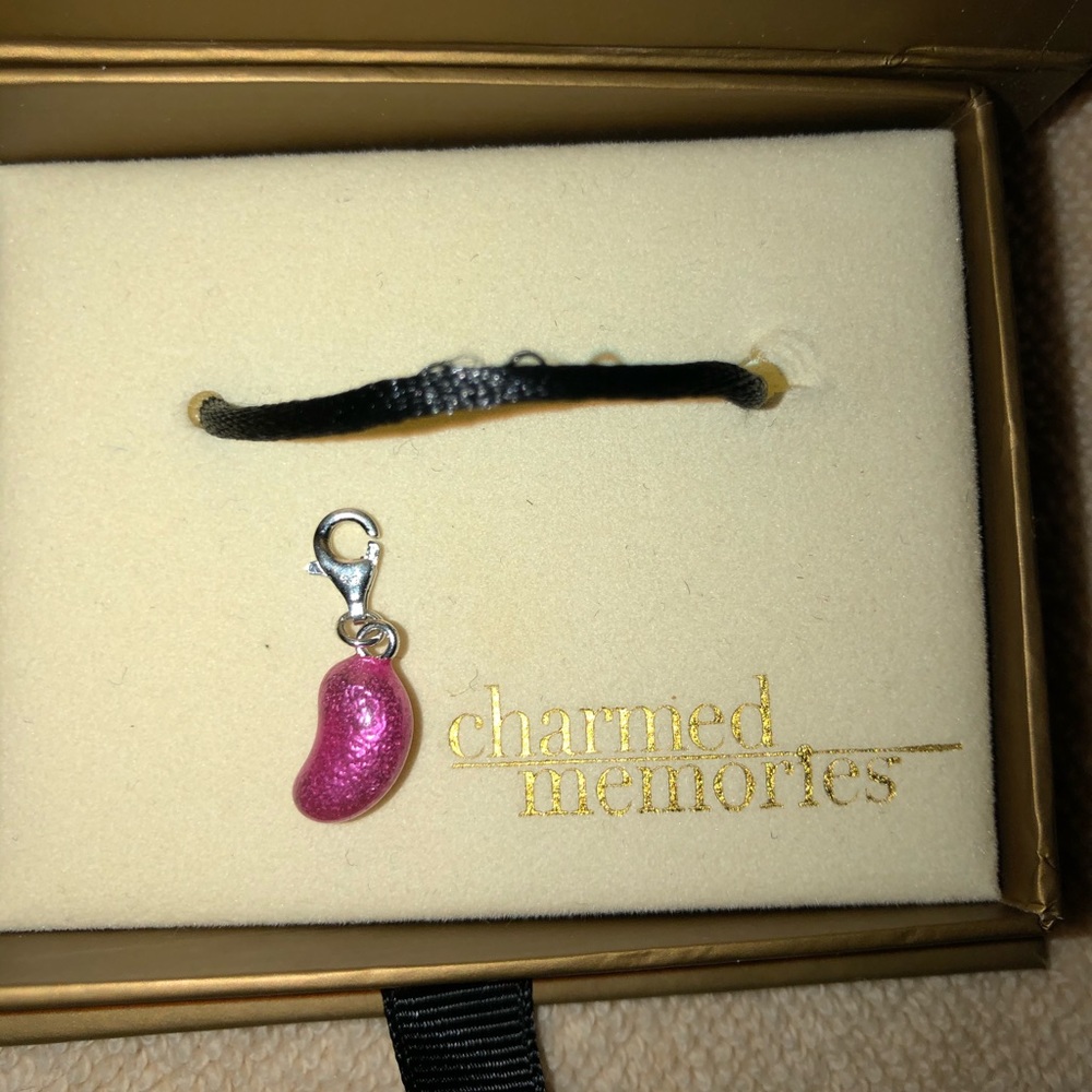 Sparkly/metallic pink bean charm